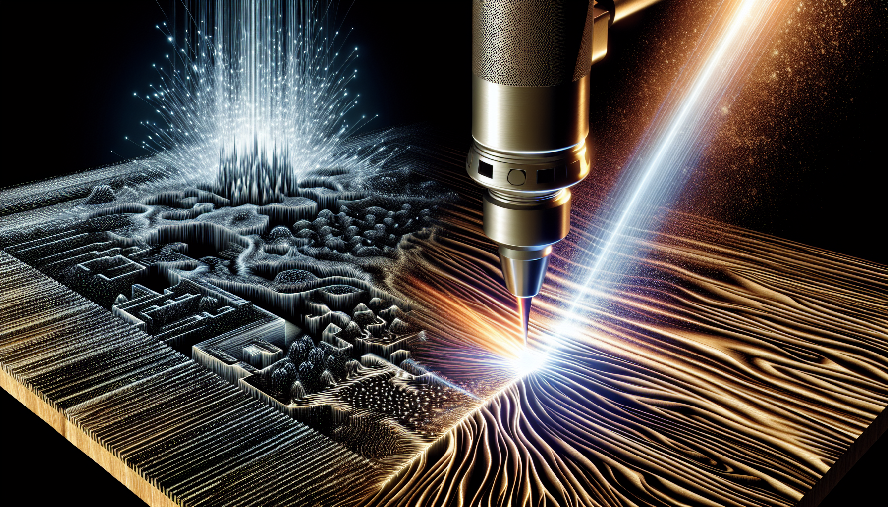 Illustration of laser etching and engraving process