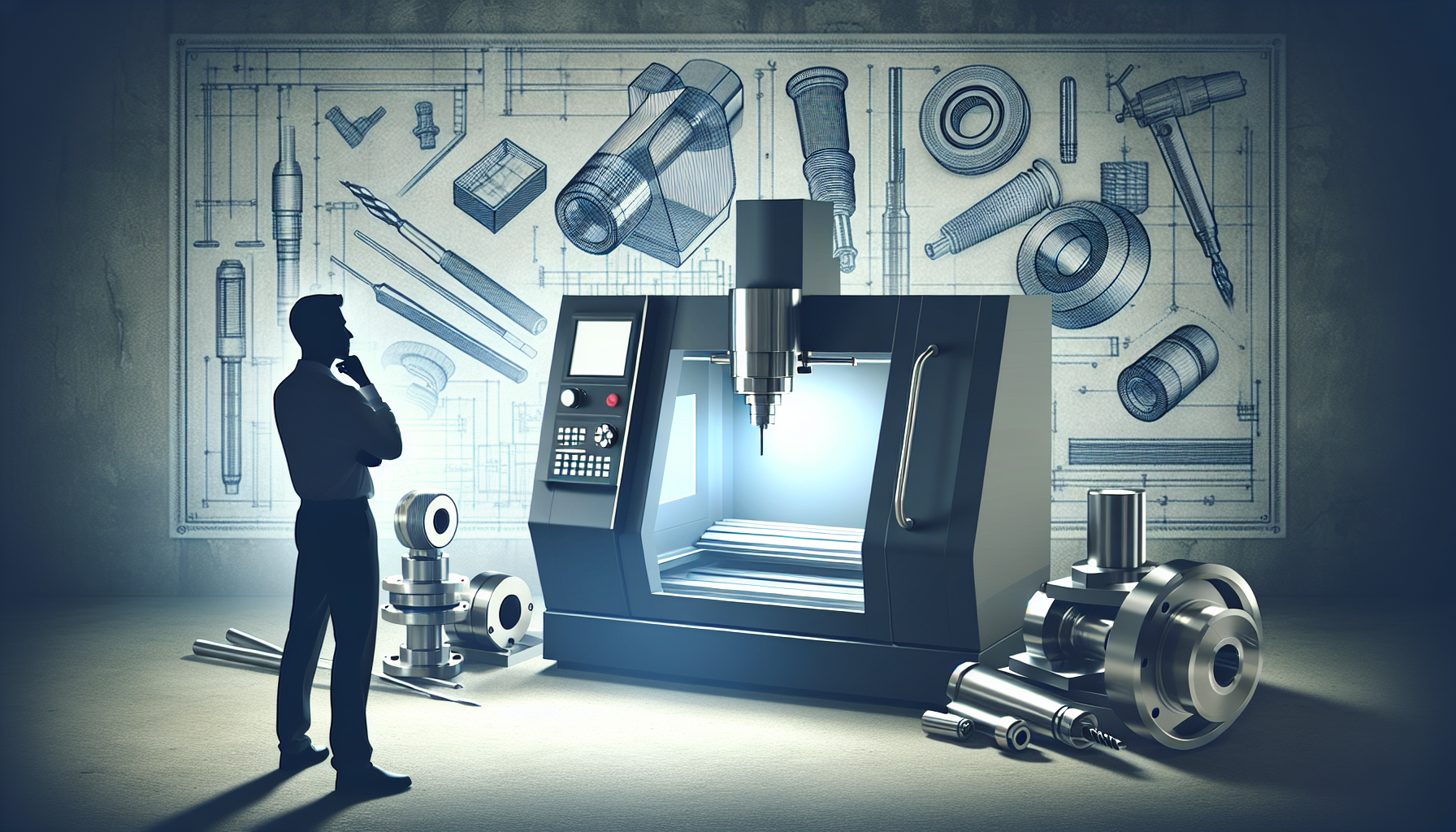 An illustration of a person contemplating whether CNC machining is the right choice for their manufacturing needs.